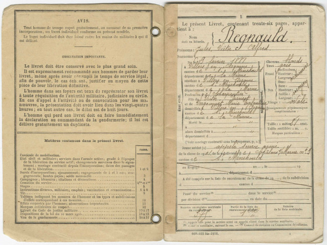 Documents officiels et médailles de Jules Regnauld.