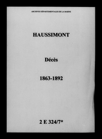 Haussimont. Décès 1863-1892