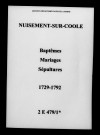 Nuisement-sur-Coole. Baptêmes, mariages, sépultures 1729-1792