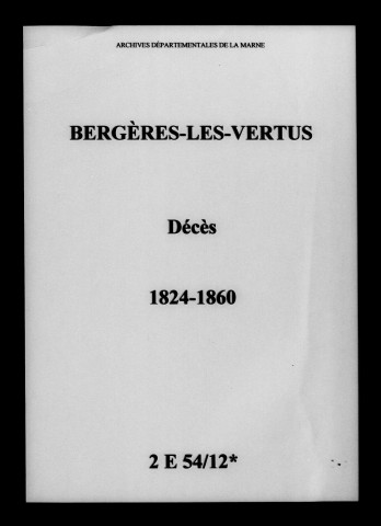 Bergères-lès-Vertus. Décès 1824-1860