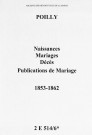 Poilly. Naissances, mariages, décès, publications de mariage 1853-1862