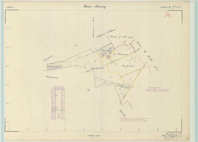 Beine-Nauroy (51046). Section D2 échelle 1/5000, plan refait pour 1954, plan régulier (papier).