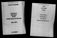Sainte-Gemme. Naissances, mariages, décès, publications de mariage 1863-1872