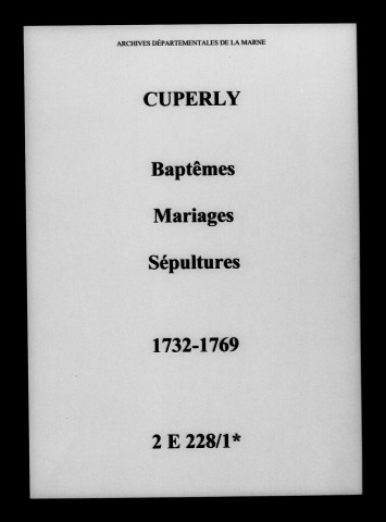 Cuperly. Baptêmes, mariages, sépultures 1732-1769