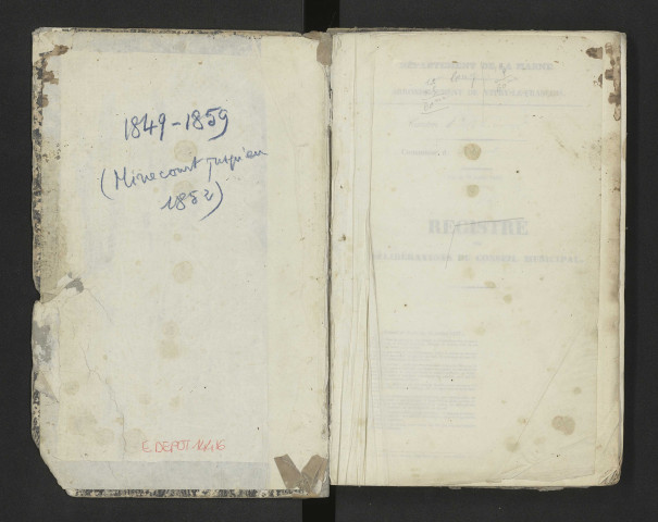 Délibérations municipales (à partir de 1852 il s'agit des délibérations de la commune de Jussecourt-Minecourt).