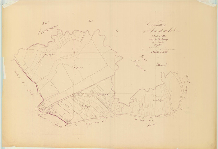 Giffaumont-Champaubert (51269). Section 114 B1 échelle 1/2000, plan napoléonien sans date (copie du plan napoléonien), plan non régulier (papier)