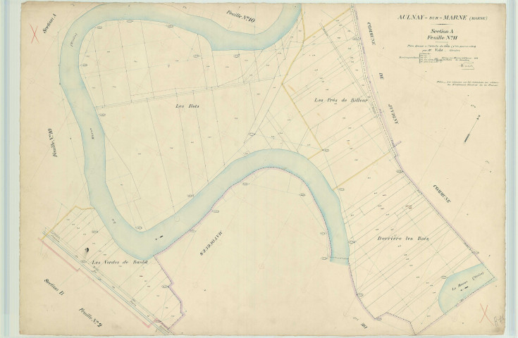 Aulnay-sur-Marne (51023). Section A11 1 échelle 1/1000, plan dressé pour 1912, plan non régulier (papier)