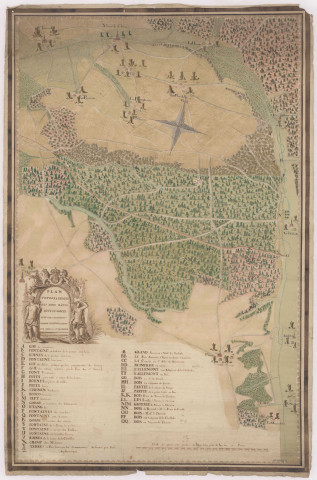 Vienne-le-Château, plan topographique des bois bâtis dits le Comte, levé par Jean-François Denise arpenteur, 1780.