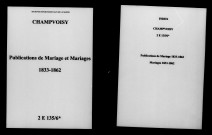 Champvoisy. Publications de mariage, mariages 1833-1862