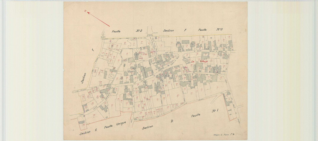 Cheppes-la-Prairie (51148). Section F4 échelle 1/1250, plan mis à jour pour 1952 (section F4 2e partie), plan non régulier (papier)