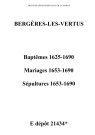 Bergères-lès-Vertus. Baptêmes, mariages, sépultures 1625-1690