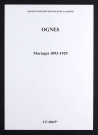Ognes. Mariages 1893-1929
