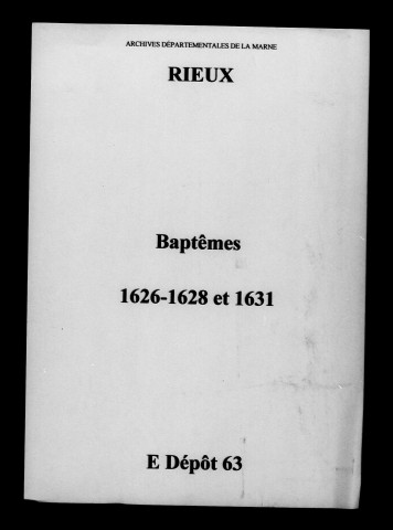 Rieux. Baptêmes 1626-1631