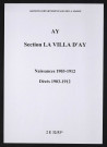 Villa d'Ay (La). Ay. Naissances, décès 1903-1912