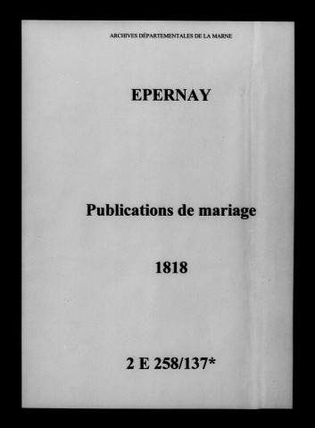 Épernay. Publications de mariage 1818