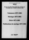 Wez. Naissances, mariages, décès, publications de mariage 1873-1882