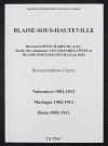Blaise-sous-Hauteville. Naissances, mariages, décès 1902-1913 (reconstitutions)