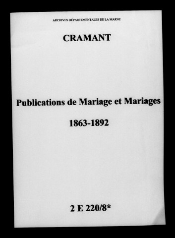 Cramant. Publications de mariage, mariages 1863-1892