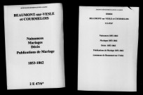 Beaumont-sur-Vesle. Naissances, mariages, décès, publications de mariage 1853-1862