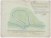 Plan d'une partie de la rivière Marne prés le hameau de la cave, nommée Bosse de la cave entre Dormans et Epernay, 1785.