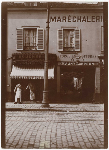 REIMS. Boucherie Marquet au n°25. Maréchalerie et Forge en voitures Bauny-Lampson