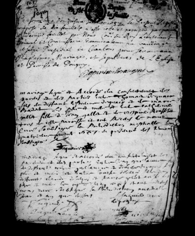 Pogny. Baptêmes, mariages, sépultures 1687-1751