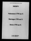 Merfy. Naissances, mariages, décès 1793-an X