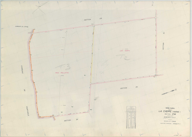 Cheppe (La) (51147). Section ZM échelle 1/2000, plan remembré pour 1968, plan régulier (papier armé)