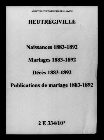 Heutrégiville. Naissances, mariages, décès, publications de mariage 1883-1892