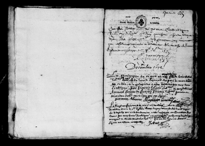 Giffaumont. Baptêmes, mariages, sépultures 1675-1700
