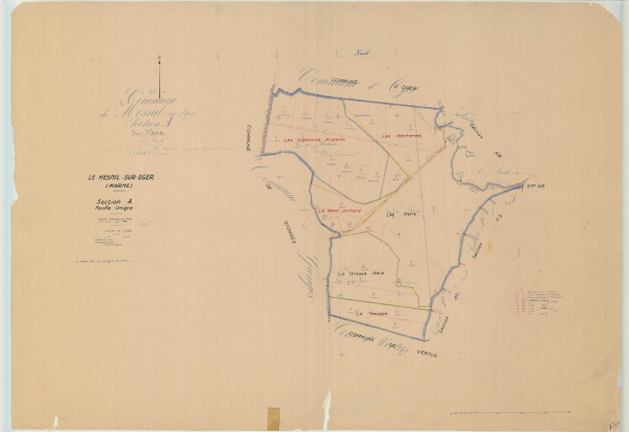 Mesnil-sur-Oger (Le) (51367). Section A1 échelle 1/5000, plan mis à jour pour 01/01/1960, non régulier (papier)