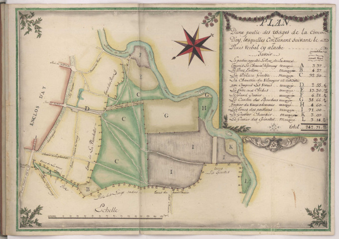 Plan d'une partie des usages de la commune d'Ay, 1786.