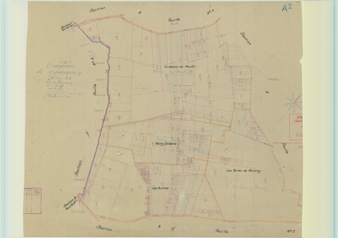 Chaumuzy (51140). Section A2 échelle 1/2000, plan mis à jour pour 1944, plan non régulier (papier).