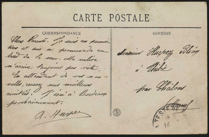 Cartes postales écrites et lettres (4e partie du fonds André Hurpez)