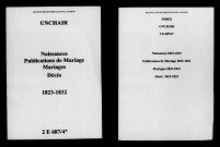 Unchair. Naissances, publications de mariage, mariages, décès 1823-1832