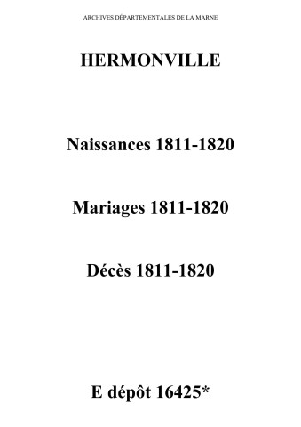 Hermonville. Naissances, mariages, décès 1811-1820