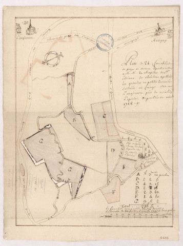 Larzicourt. Plan et arpentage des grandes et petites Escornées n°19, 1758.