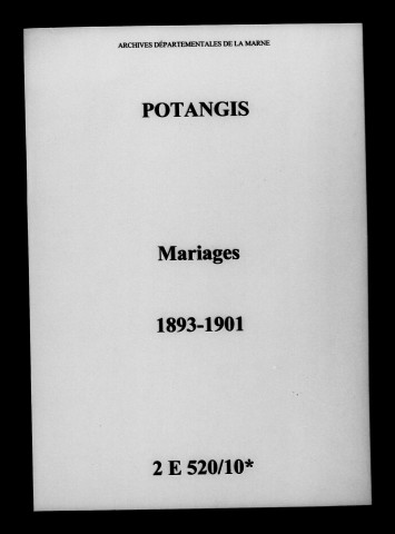 Potangis. Mariages 1893-1901