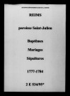 Reims. Saint-Julien. Baptêmes, mariages, sépultures 1777-1784
