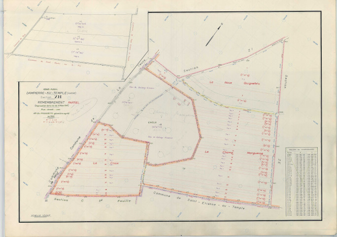 Dampierre-au-Temple (51205). Section ZH échelle 1/2000, plan remembré pour 1963, plan régulier (papier armé)
