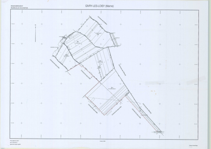 Givry-lès-Loisy (51273). Tableau d'assemblage échelle 1/5000, plan remembré pour 2010, plan régulier (papier)