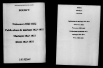 Pourcy. Naissances, publications de mariage, mariages, décès 1823-1832