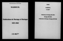 Mardeuil. Publications de mariage, mariages 1833-1862