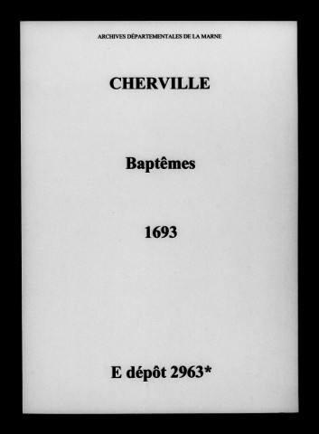 Cherville. Baptêmes 1693