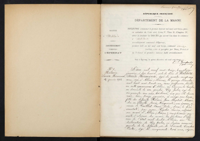 Ablois. Décès 1913-1929