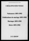 Châlons-sur-Vesle. Naissances, publications de mariage, mariages, décès 1893-1902
