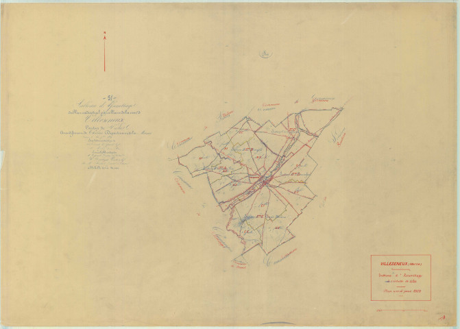 Villeseneux (51638). Tableau d'assemblage 2 échelle 1/20000, plan mis à jour pour 1939, plan non régulier (papier)