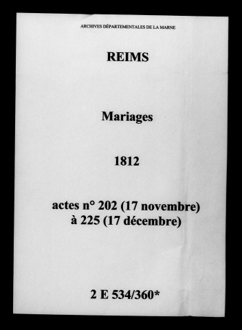 Reims. Mariages 1812