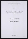Villa d'Ay (La). Ay. Mariages, décès 1913-1922