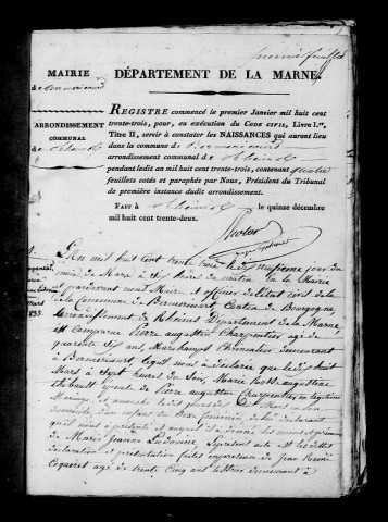 Berméricourt. Naissances, publications de mariage, mariages, décès 1833-1842